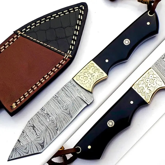 Damascus Steel Fixed Blade Tanto Knife – SM147 Damascussteel