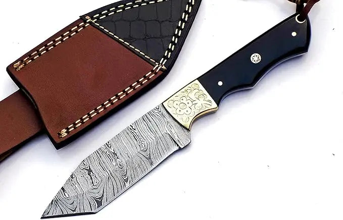 Damascus Steel Fixed Blade Tanto Knife – SM147 Damascussteel