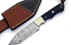 Damascus Steel Fixed Blade Tanto Knife – SM147 Damascussteel