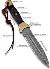 Damascus Steel Fixed Blade Hunting Knife – SM92 Damascussteel