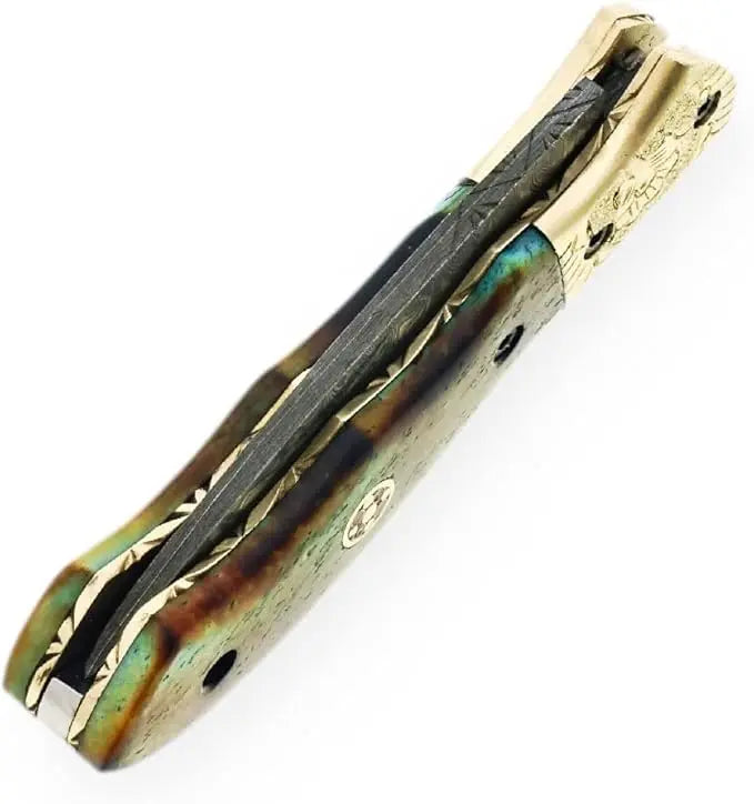 Damascus Steel Folding Pocket Knife – Model SM137 Damascussteel
