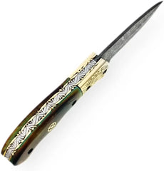 Damascus Steel Folding Pocket Knife – Model SM137 Damascussteel