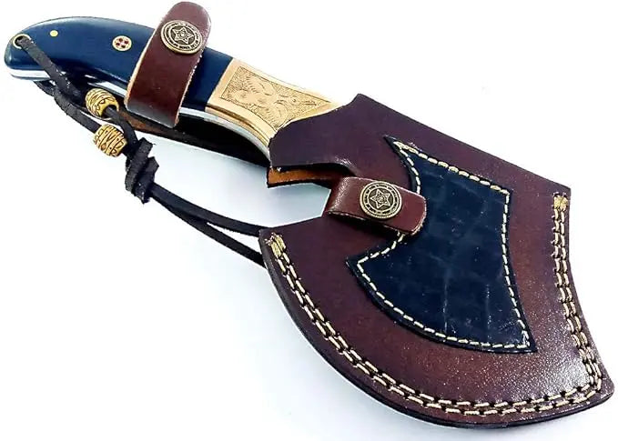 Hand Forged Traditional Damascus Steel Vintage Hatchet with Brass Bolsters Damascussteel