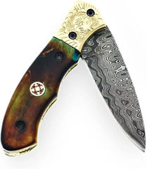 Damascus Steel Folding Pocket Knife – Model SM137 Damascussteel