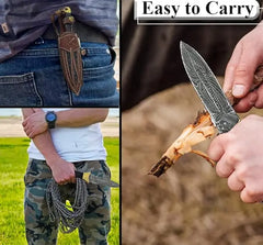 Damascus Steel Fixed Blade Hunting Knife – SM92 Damascussteel