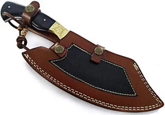 Professional Damascus Steel Butcher Knife - Hand Forged Meat Cleaver with Brass Bolsters Damascussteel