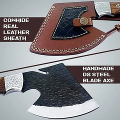 Dessi D2 Steel Blade Axe Hatchet with Gut Hook – Model SM73 Damascussteel