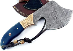 Hand Forged Traditional Damascus Steel Vintage Hatchet with Brass Bolsters Damascussteel