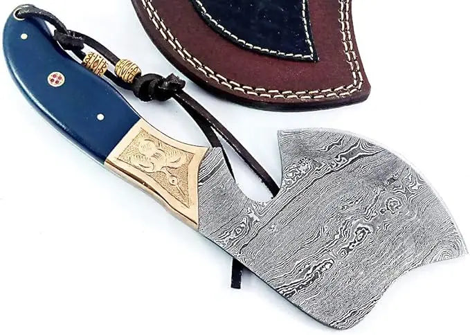 Hand Forged Traditional Damascus Steel Vintage Hatchet with Brass Bolsters Damascussteel