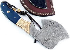 Hand Forged Traditional Damascus Steel Vintage Hatchet with Brass Bolsters Damascussteel