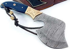 Hand Forged Traditional Damascus Steel Vintage Hatchet with Brass Bolsters Damascussteel