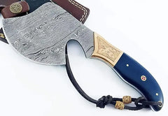 Hand Forged Traditional Damascus Steel Vintage Hatchet with Brass Bolsters Damascussteel