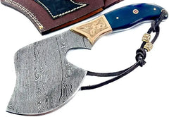 Hand Forged Traditional Damascus Steel Vintage Hatchet with Brass Bolsters Damascussteel