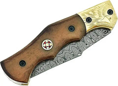 Damascus Steel Folding Pocket Knife – Model SM136 Damascussteel