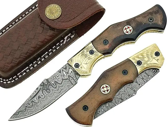 Damascus Steel Folding Pocket Knife – Model SM136 Damascussteel