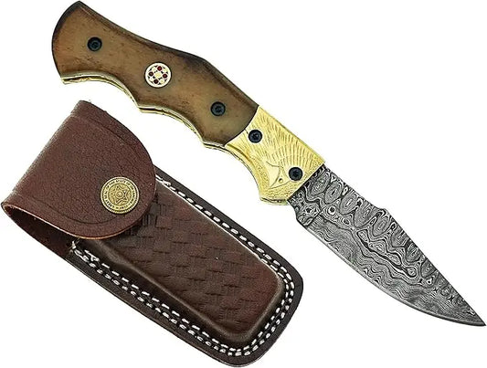 Damascus Steel Folding Pocket Knife – Model SM136 Damascussteel