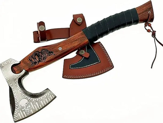 Professional Carbon Steel Hatchet - Multi-Purpose Camping & Tactical Tomahawk by Dessi Damascussteel