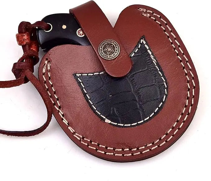 Damascus Steel Alaskan Ulu Knife - Authentic Inuit Knife with Leather Sheath By Dessi Damascussteel