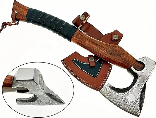 Professional Carbon Steel Hatchet - Multi-Purpose Camping & Tactical Tomahawk by Dessi Damascussteel