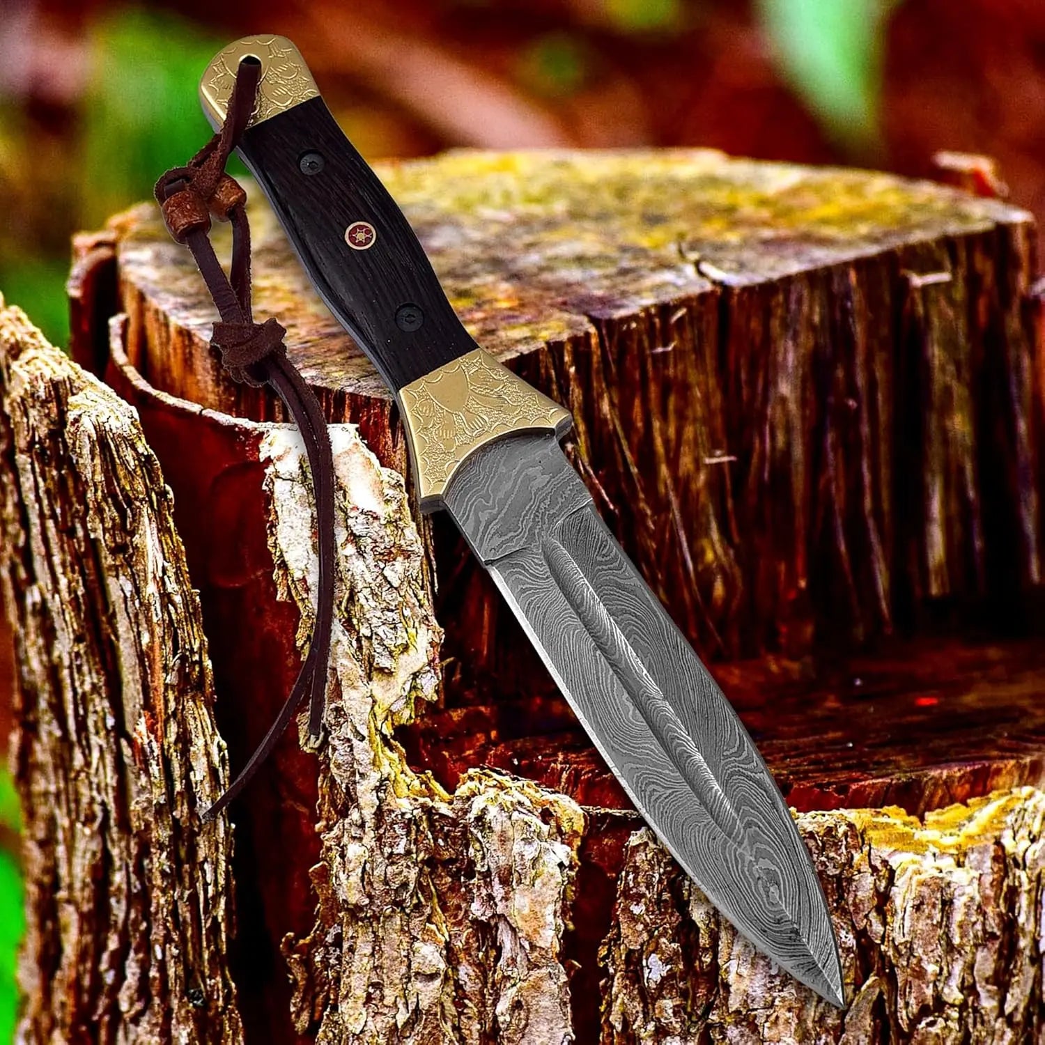 Damascus Steel Fixed Blade Hunting Knife – SM92 Damascussteel