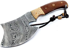 Tact Axe EDC Hatchet - Damascus Steel with Hand Engraved Eagle Copper Bolsters Wholesale Knives
