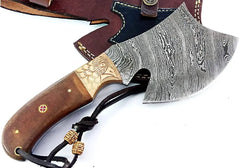 Tact Axe EDC Hatchet - Damascus Steel with Hand Engraved Eagle Copper Bolsters Wholesale Knives