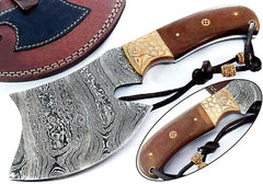 Tact Axe EDC Hatchet - Damascus Steel with Hand Engraved Eagle Copper Bolsters Wholesale Knives