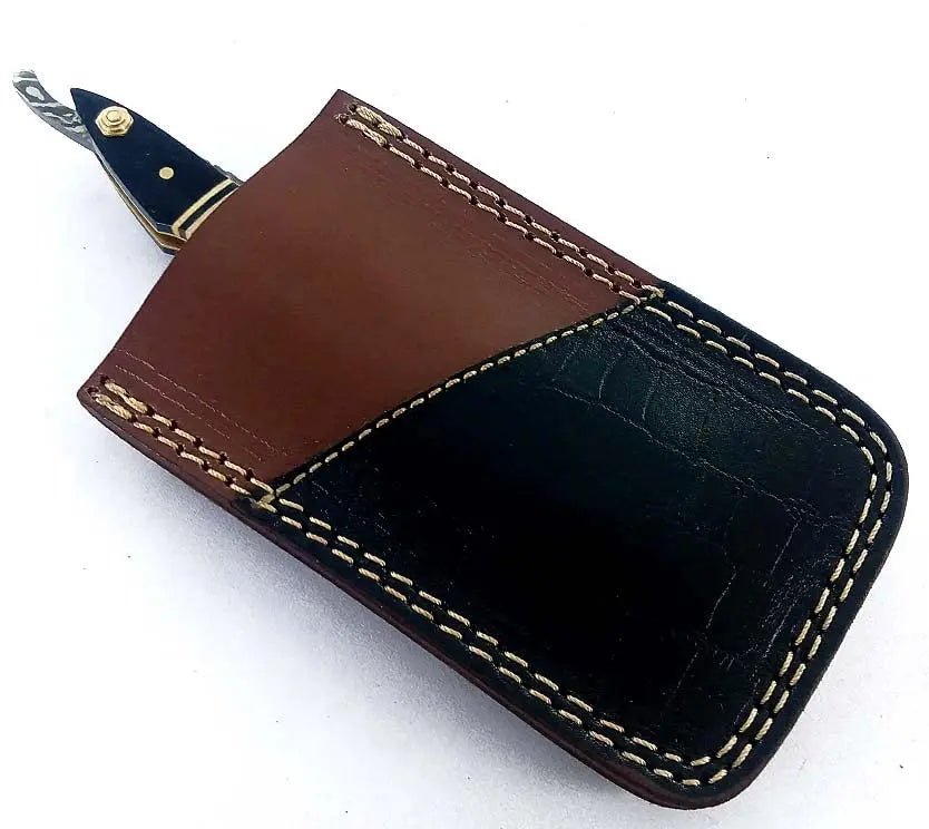 Handmade Damascus Steel Straight Razor with Leather Sheath - Professional Barber Blade Damascussteel