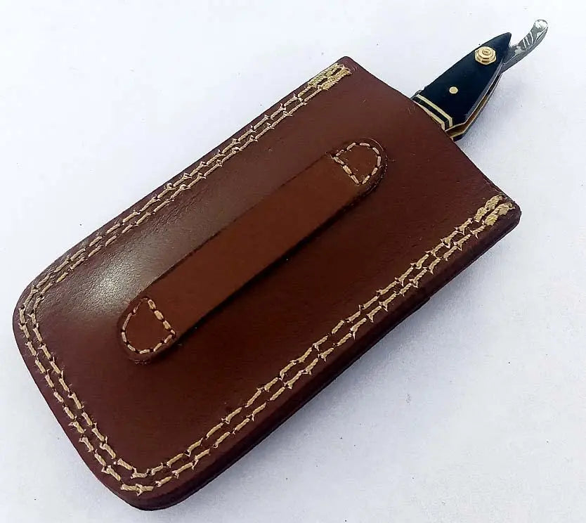 Handmade Damascus Steel Straight Razor with Leather Sheath - Professional Barber Blade Damascussteel