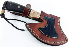 Best Rated Tactical Hatchet - Damascus Steel with Hand Engraved Copper Bolsters Wholesale Knives